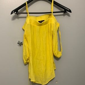 This top is yellow and also off shoulder with thin straps
